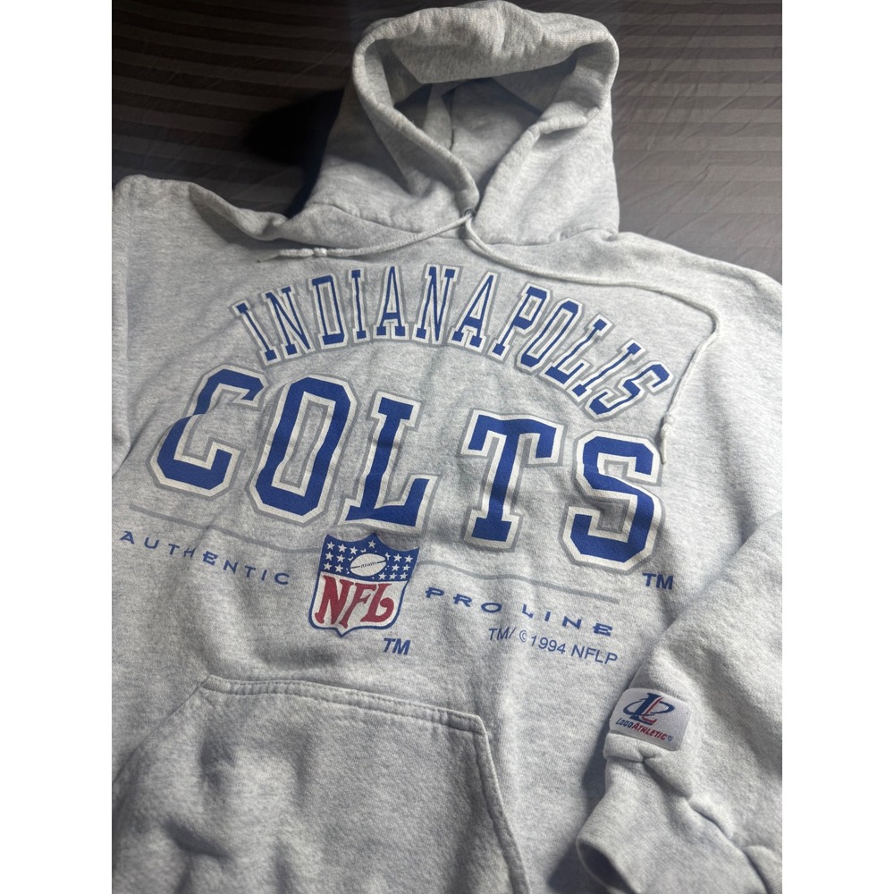 Vintage 1994 Indianapolis Colts Hoodie Logo Athletic NFL Pro Line Gray XL USA‎